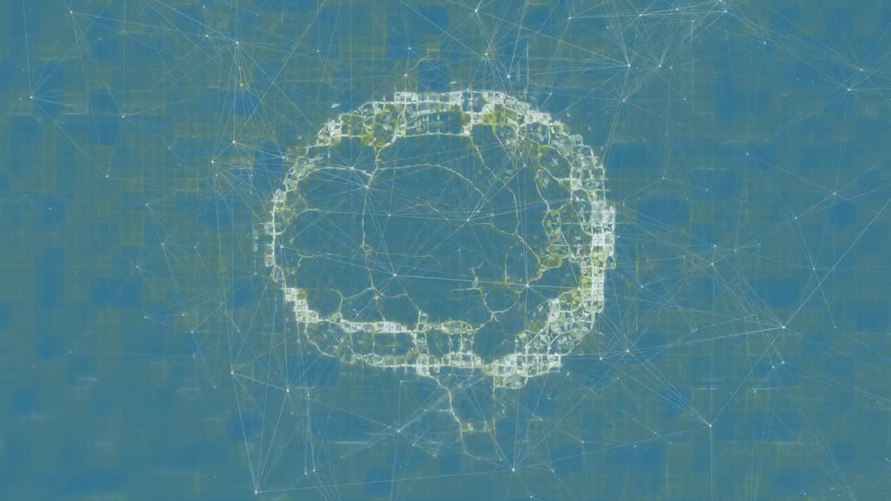 디지털 두뇌의 애니메이션과 사각형에 대한 연결 네트워크