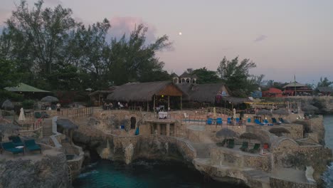cliffside restaurant and bar at sunset