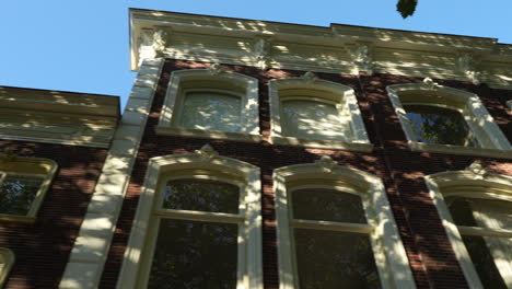 looking up on typical buildings in gouda, netherlands