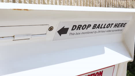 drop ballot here sign and slot for mail-in election voting box