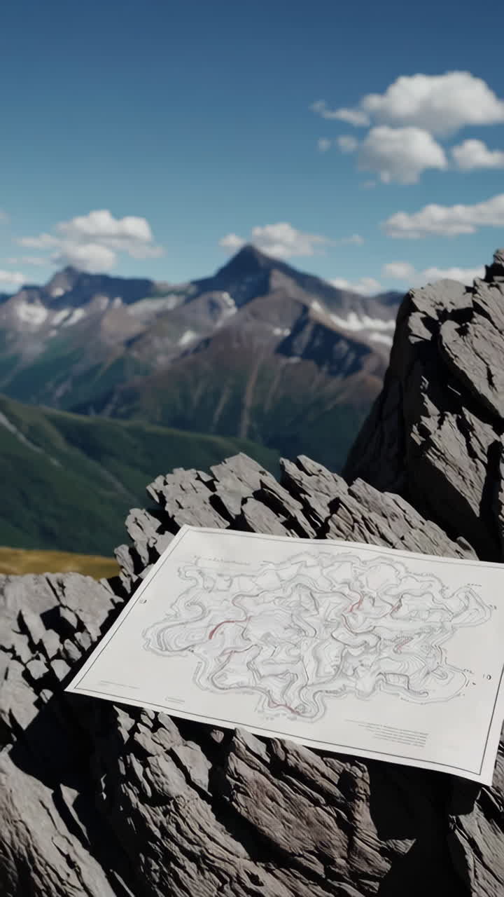 Mountain Scenery with Topographic Map
