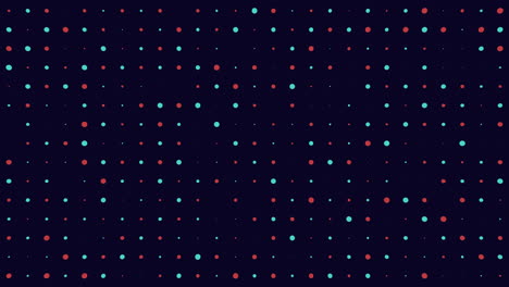dynamic pattern of green and purple dots on a black background