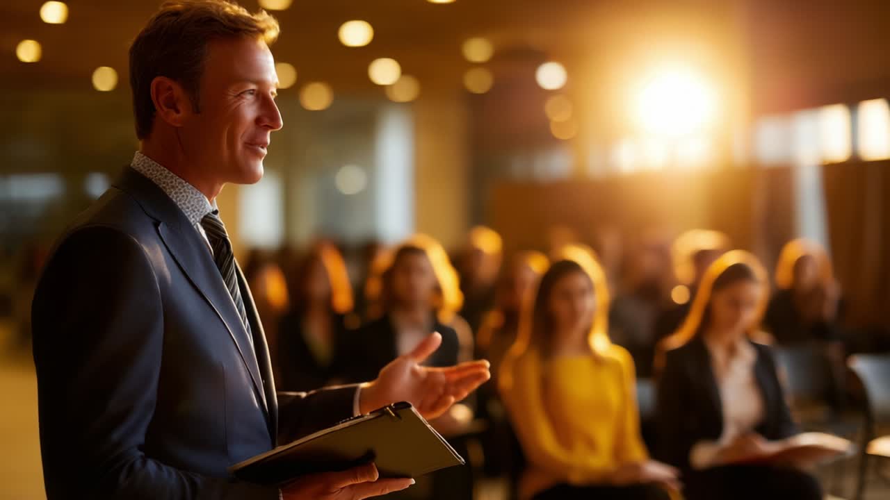 Business presentation in a conference