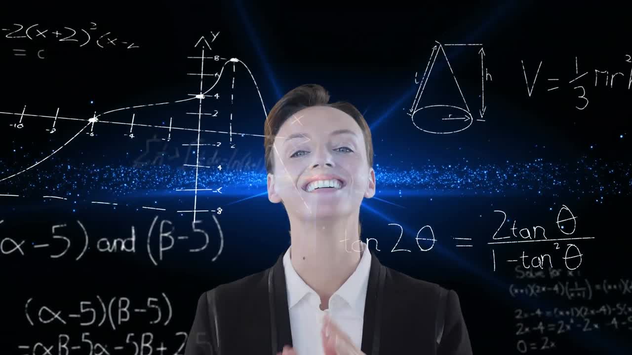 수학적 데이터 처리에 대한 사업가의 애니메이션