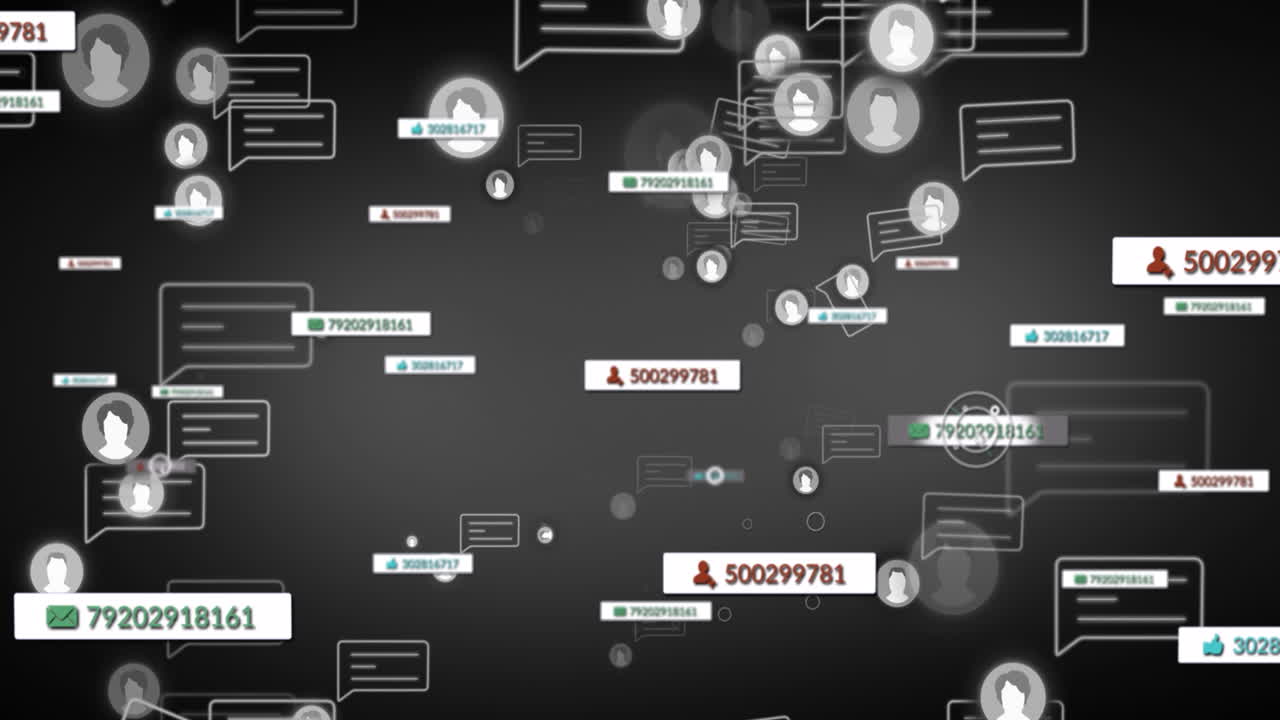 animación de iconos de medios en fondo gris