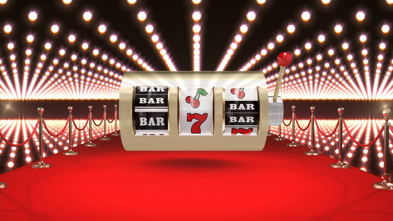 플래싱 라이트와 레드 카 ⁇ 을 가진 슬롯 머신 카지노