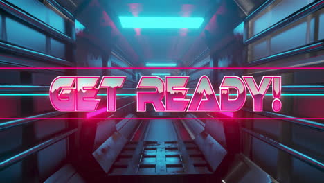 Animation-Des-„Get-Ready“-Textes-über-Neonfarbenem-Musterhintergrund