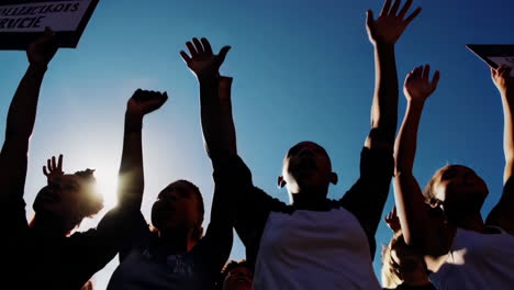 people participating in a protest or demonstration