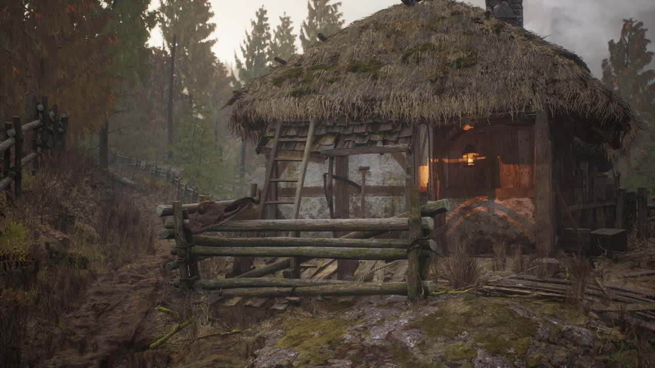 antigua casa de granja en lituania con una valla