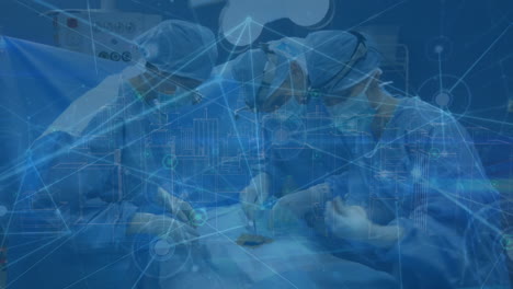 animation of network of connections over diverse surgeons during operation