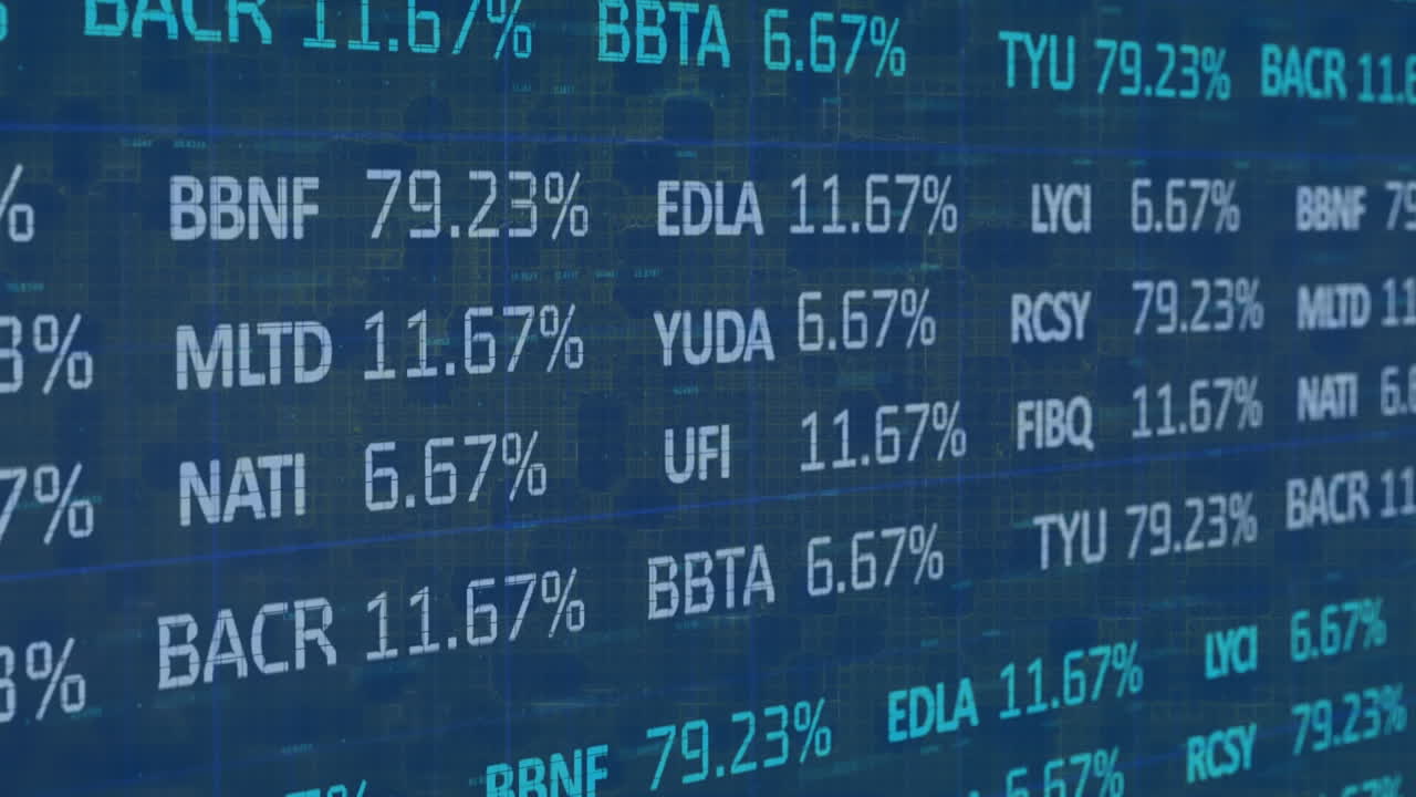 Animation of financial data processing over screens