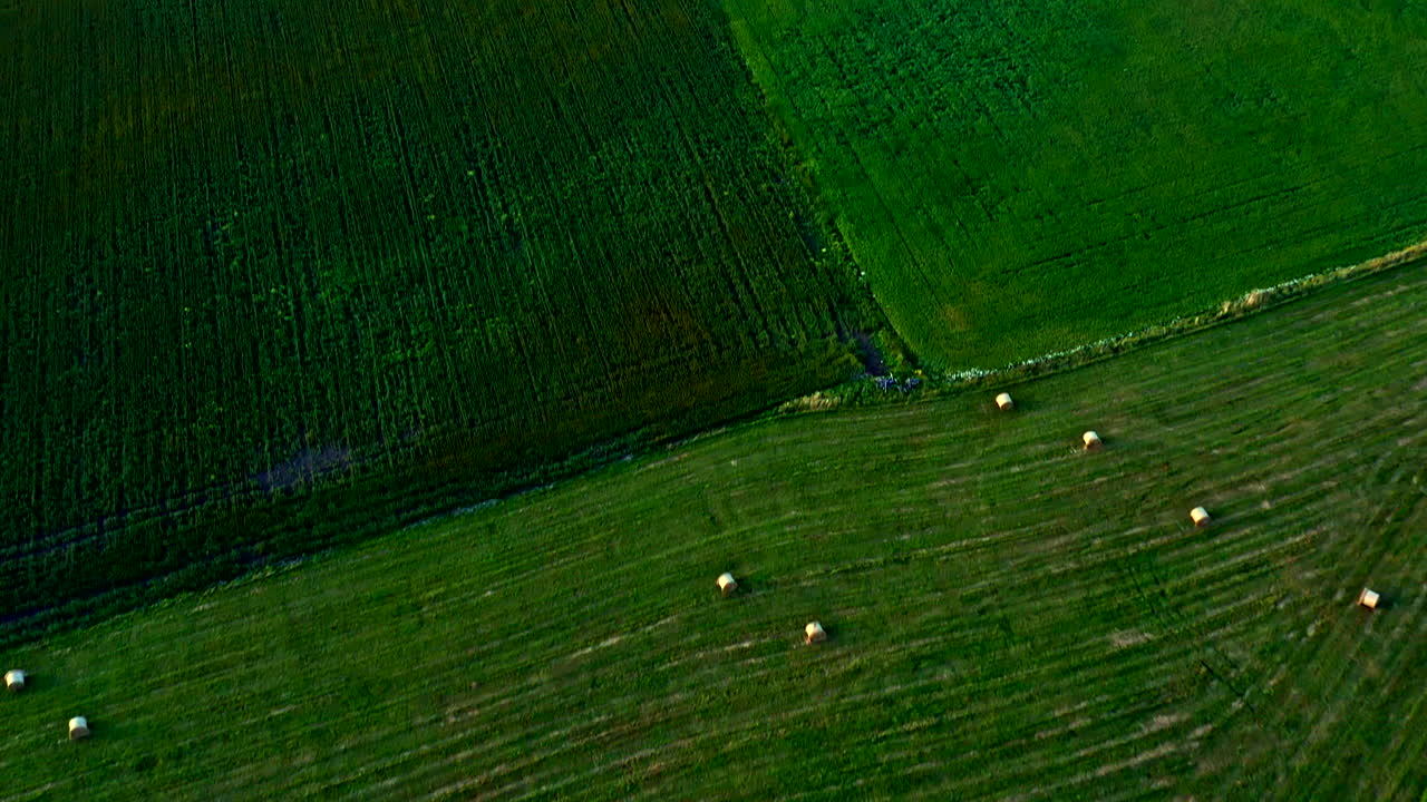 Top-Down View of Agricultural Farming Field in Saaremaa Estonia - Dolly Shot