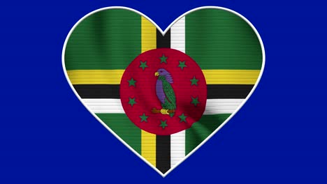 Dominica Heart Love Flag Loop - Realistic 4K flag waving in the wind. Seamless loop with highly detailed fabric texture