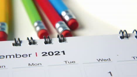 calendar with pencils 2021