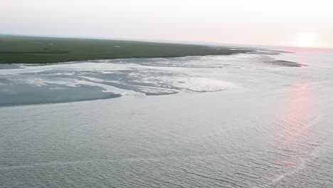 aerial view of mont saint michel tide from the top of the hill, france