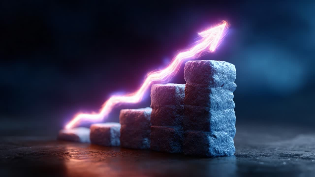 Visual Representation of Growth: A Captivating Graphic Depicting an Ascending Graph with a Vibrant Arrow Symbolizing Progress and Success Through Stacked Elements