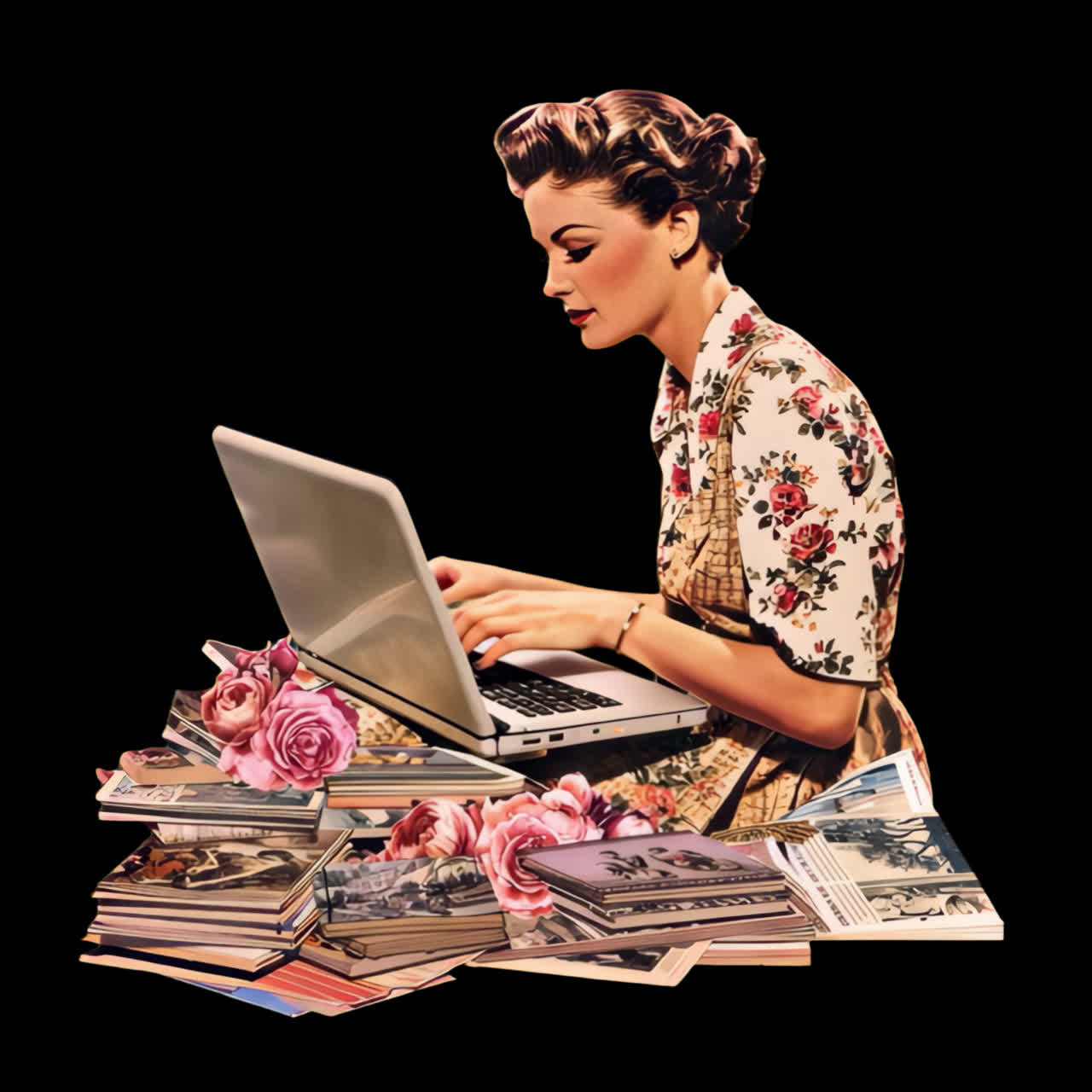 Risorsa animata che fonde tecnologia moderna vintage isolata, video 4K trasparente, canale alfa