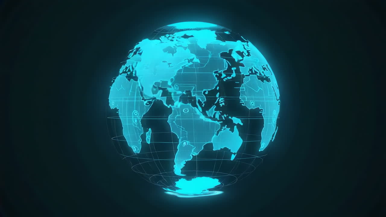 Digital Holographic Globe with Global Network Visuals