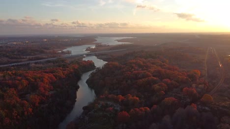 aerial-Sunset-with-highway-in-the-distance