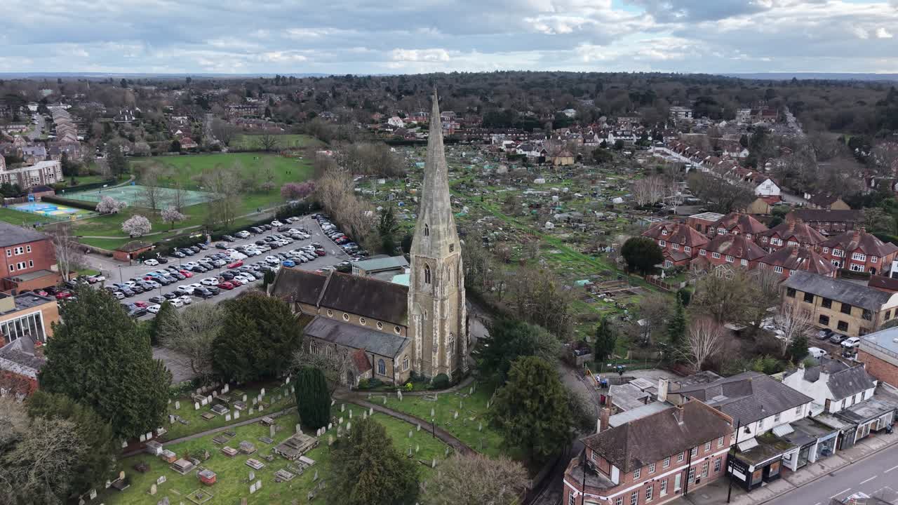 St James's Church Weybridge Surrey UK drone,aerial
