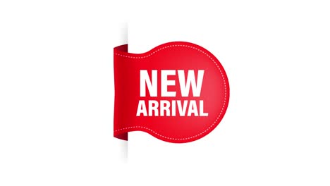 new arrival red label on white background. new collection. motion graphics.