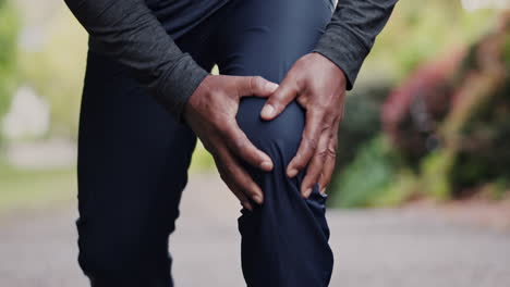 hands, knee pain and running injury in park