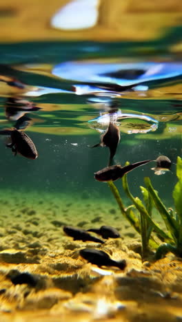 tadpoles in a pond