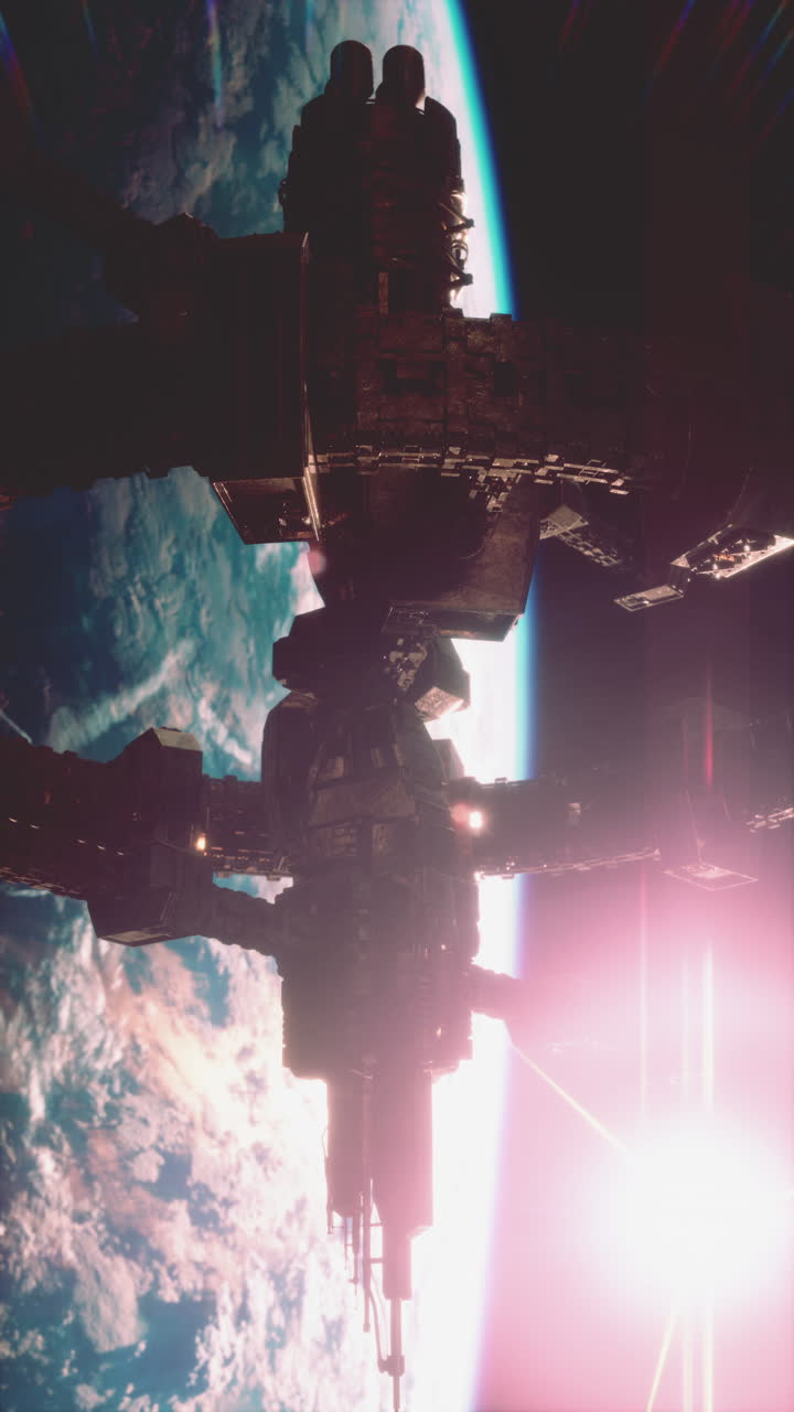 una estación espacial en órbita alrededor de la tierra