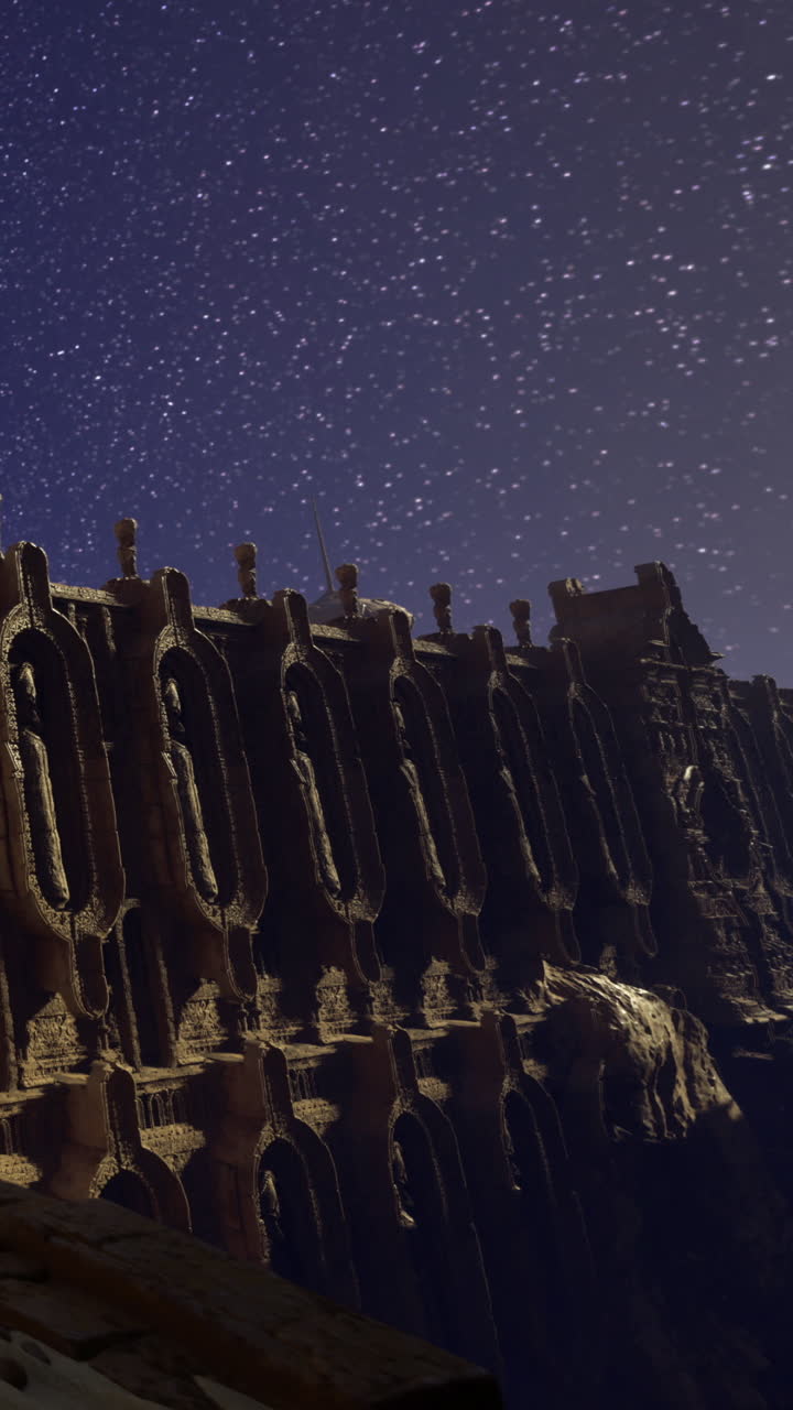 Le stelle brillano sopra un edificio storico in un cielo notturno.