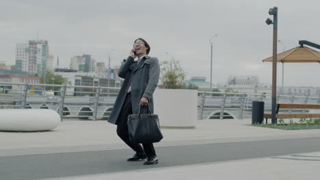 business person running late