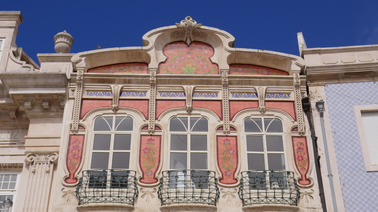 Museu de Arte Nova, Casa Major Pessoa Museum In Aveiro, Portugal. Static Shot