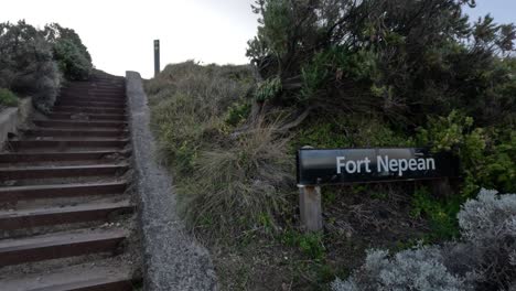 stairs leading to fort nepean sign