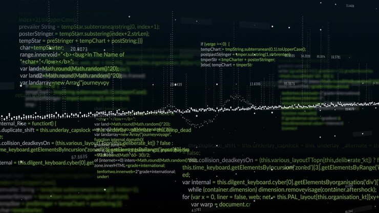 Animation of data processing on black background