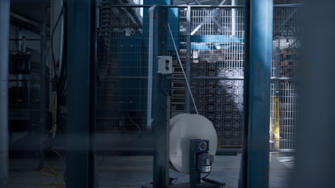 공장 창고에서 아무도 없음 자동화된 작업 제품 분배 과정