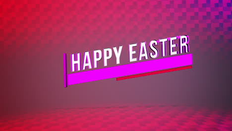 colorful checkerboard easter greetings - happy easter in pink