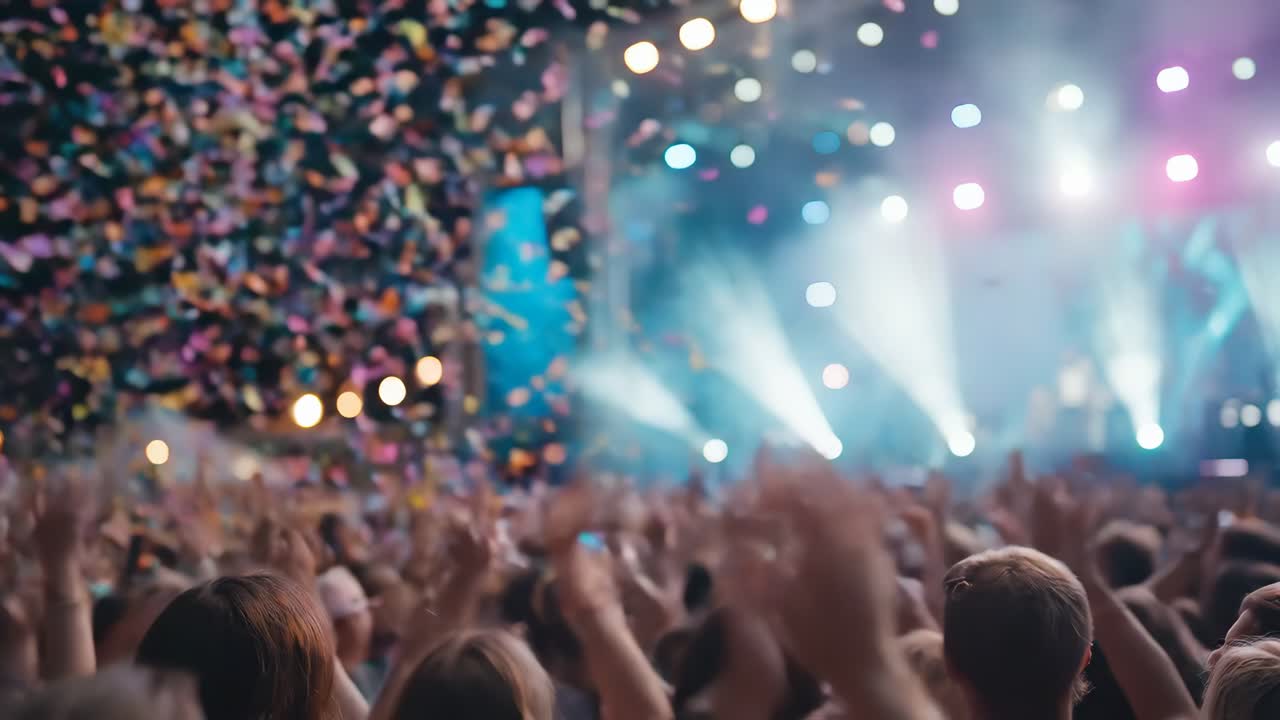 Menneskemængde jubler med hænderne oppe til koncert
