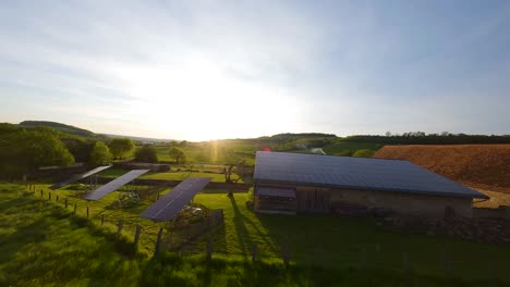 fpv establishing shot of a rural chateau in the burgundy countryside