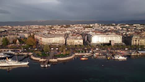 luxury hotels along lake geneva waterfront, switzerland