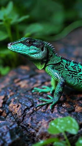 green lizard in tropical forest