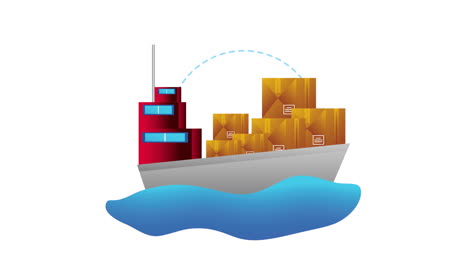 animación del servicio postal con barco de entrega