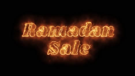 ramadan sale word hot animated burning realistic fire flame and smoke seamlessly loop animation on