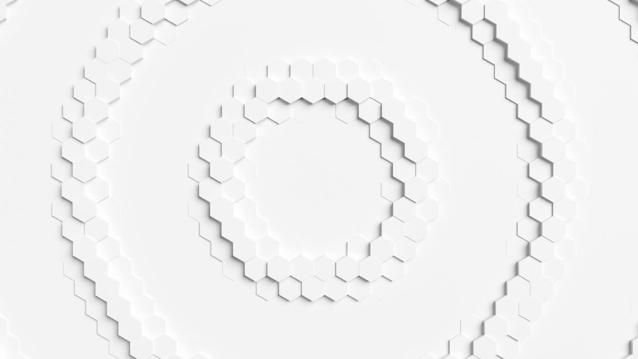 un círculo blanco con un patrón hexagonal en él, parecido a azulejos de panal de miel. animación en bucle