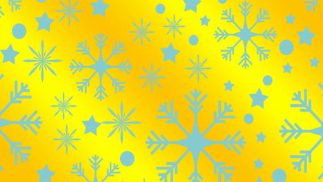 animation of snow falling at christmas on yellow background