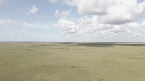 panoramic pan of everglades savanna to low highway cutting through