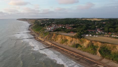 aerial view of overstrained on the north norfolk coast in uk