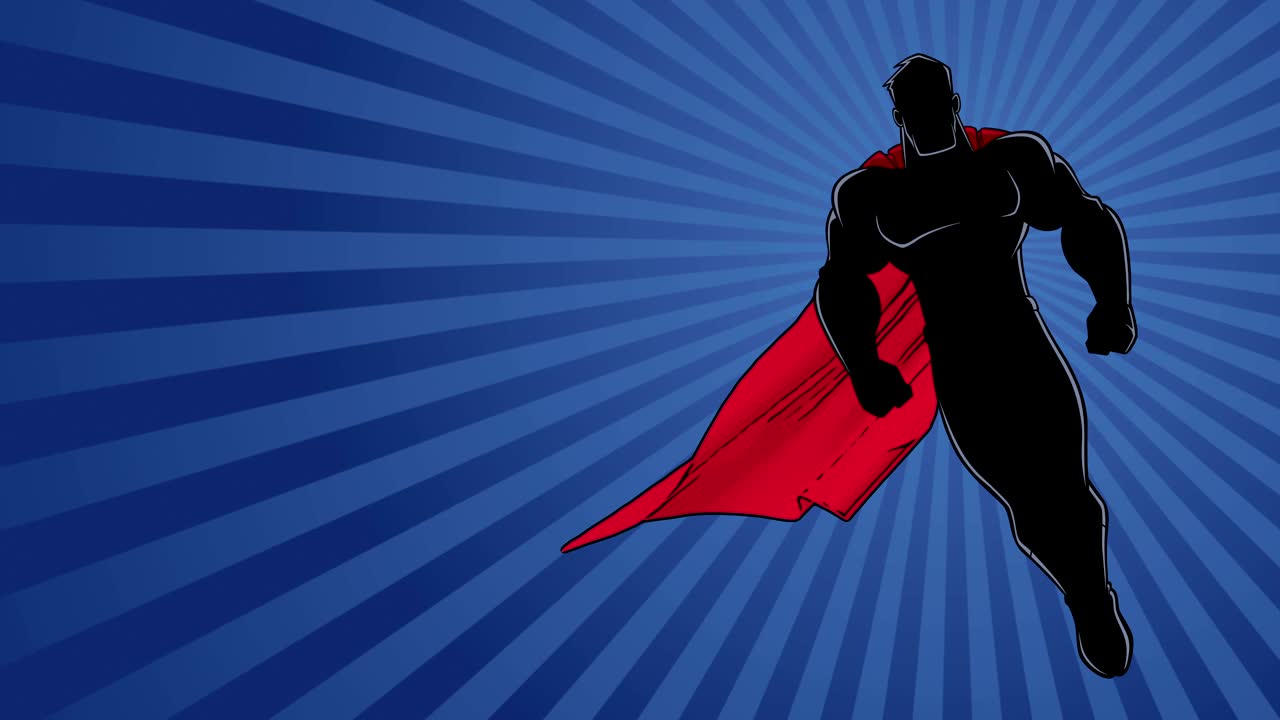 Superhero Flying Ray Light Background Silhouette