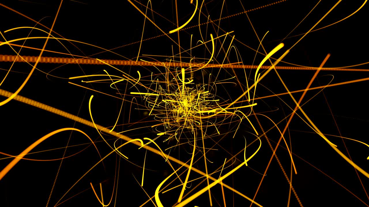 бесперебойная петля, абстрактный золотой желтый цвет линии на черном фоне, использование для фона.
