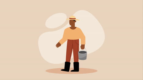 agricultor afro con animación de cubo
