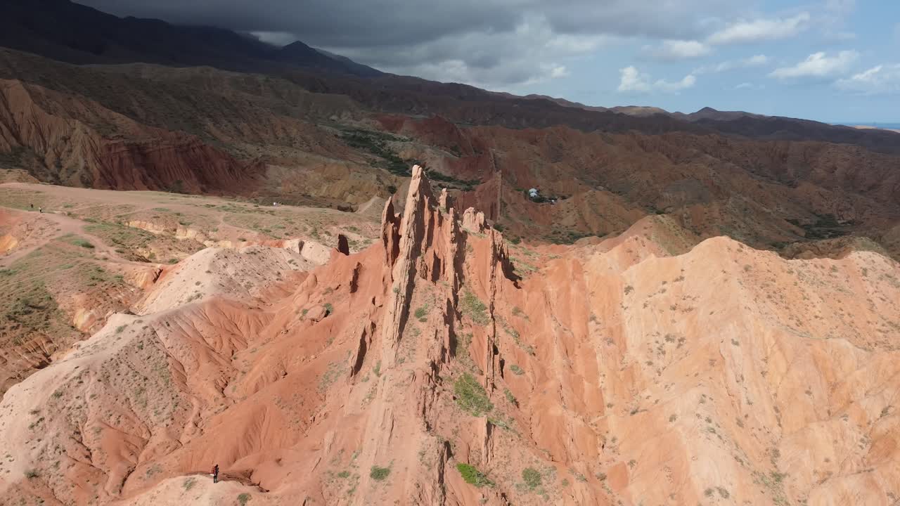 Formazioni rocciose uniche del Canyon delle Fiabe Skazka in Kirghizistan, orbita a destra