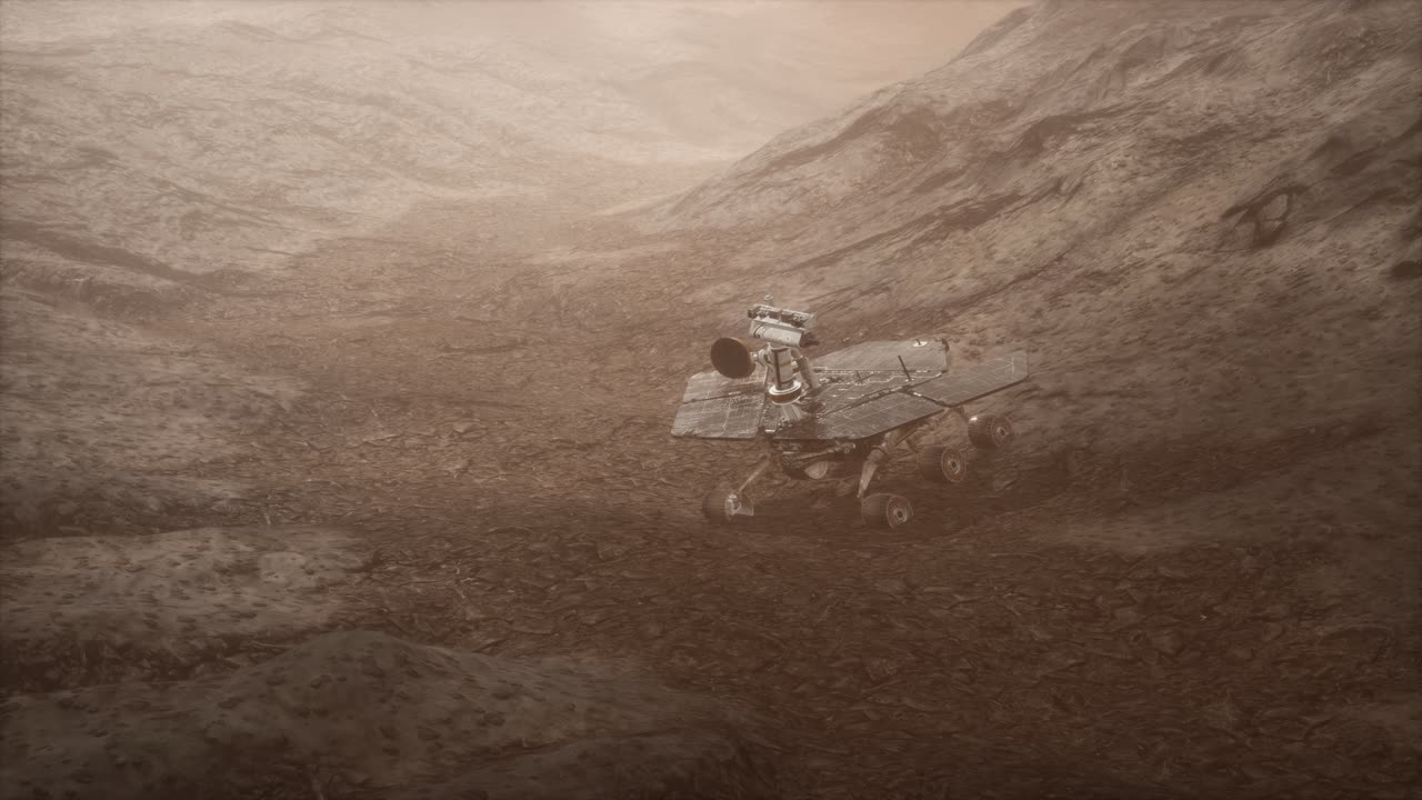 Opportunity-luotain tutkimassa punaisen planeetan pintaa.